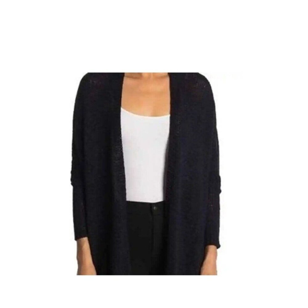Catherine‎ Malandrino Drop Shoulder Open Cardigan Black Night Life Size Medium